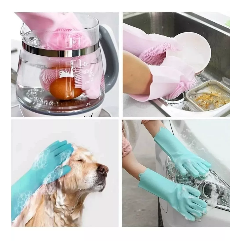 GUANTES SILICONA ESPONJA LAVAPLATOS, MASCOTA, COCINA.