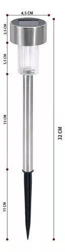 ESTACA SOLAR FAROL ACERO INOXIDABLE LUZ LED LAMPARA JARDÍN