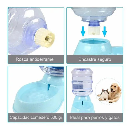 Bebedero Dispenser Automatico Agua Para Perros Y Gatos (Celeste, Rosa, Gris)