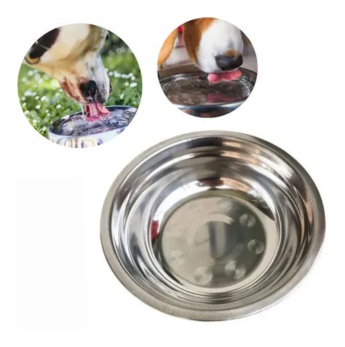 Comedero Bebedero Plato Acer Inoxidable Grande Para Mascotas - Liquidacion