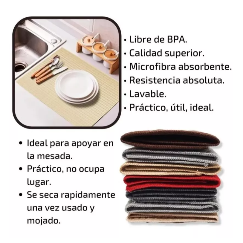 PAÑO DE MICROFIBRA ESCURRIDOR ABSORBENTE PARA COCINA