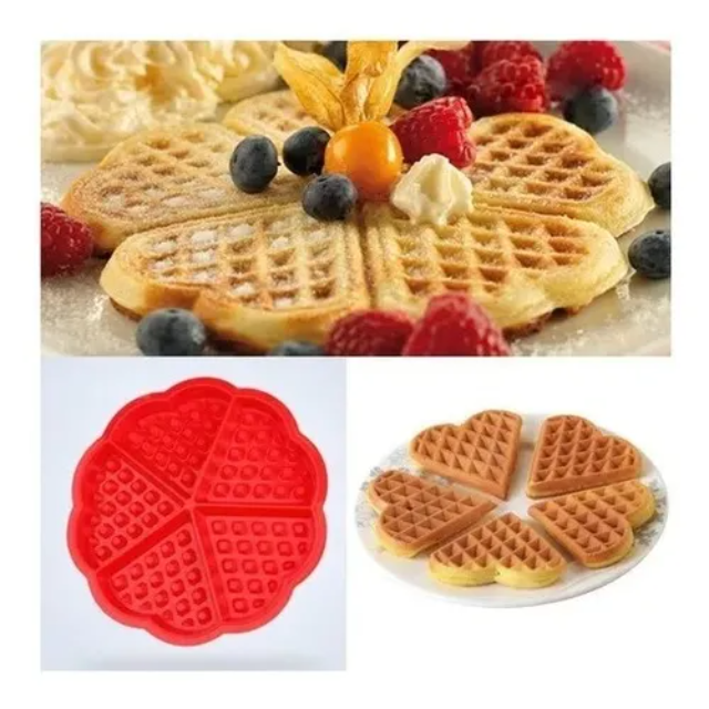 MOLDE DE SILICONA WAFFLE CON FORMA DE CORAZÓN. IDEAL REPOSTERÍA