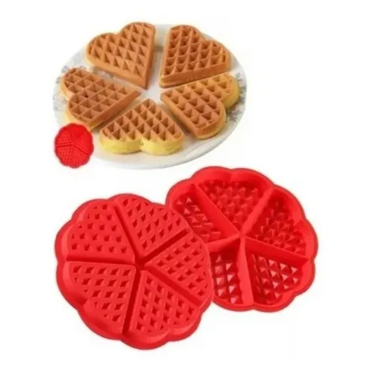 MOLDE DE SILICONA WAFFLE CON FORMA DE CORAZÓN. IDEAL REPOSTERÍA